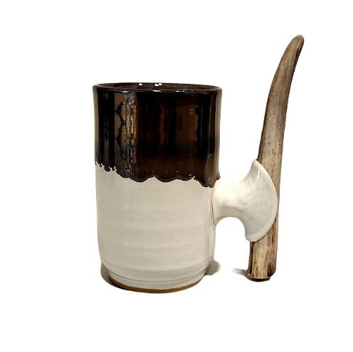 Keramikas krūze ar brieža raga rokturi 480304