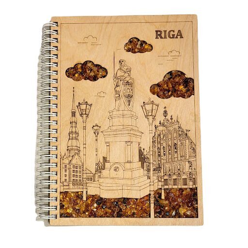 Wooden notebook with amber cover 670302