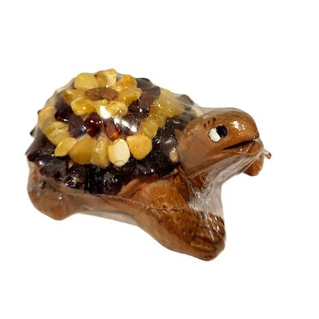 Ceramic figure with amber - Turtle