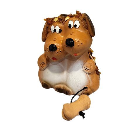 Ceramic figurine with amber - Two dogs 440102