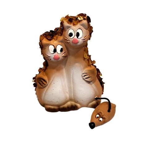Ceramic figurine with amber - Two cats 440101