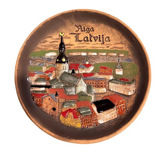 Декоративная сувенирная тарелка «Панорама Риги» (Большая, 19 см)