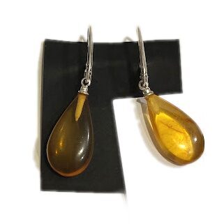 Earrings with amber (silver base) 1204301