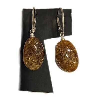 Earrings with amber (silver base) 1204304