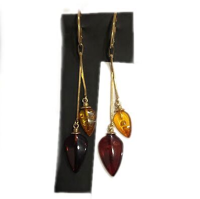 Earrings with amber (silver base) 1208904