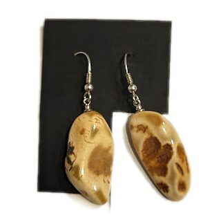 Earrings with amber (silver base) 1209001
