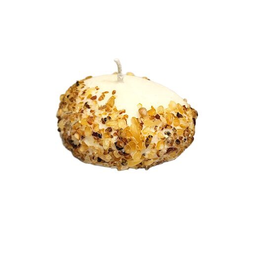 Akmens formas svece ar dzintaru (mazā) - priedes un medus aromāts