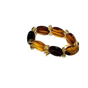 Elastīgs gredzens ar apaļām dabīgā Baltijas dzintara plāksnītēm/5