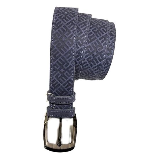 Genuine leather belt "Fire Cross" (blue-gray)