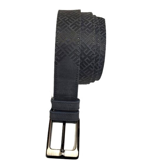 Genuine leather belt "Fire Cross" (dark blue)