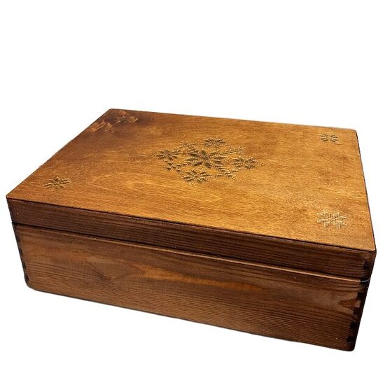 Large Wooden Box with "Auseklis" (Morning Star) Engraving