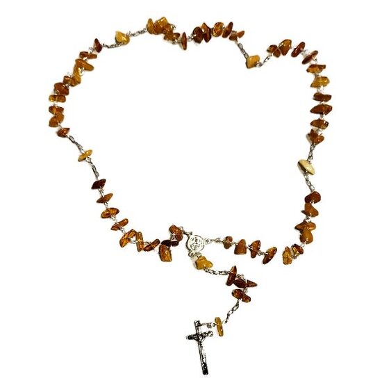 "Power of Prayer" – Amber Necklace with Cross