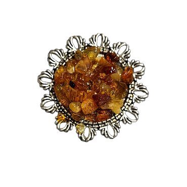 Brooch "Amber Mosaic" (4 cm)4 