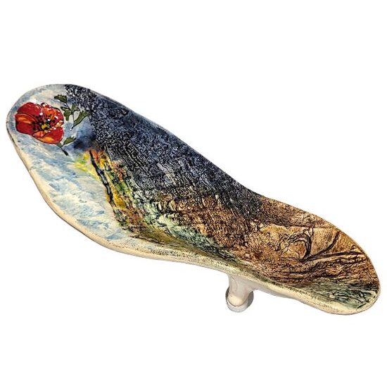 Ceramic plate on legs "Summer Poppy" 