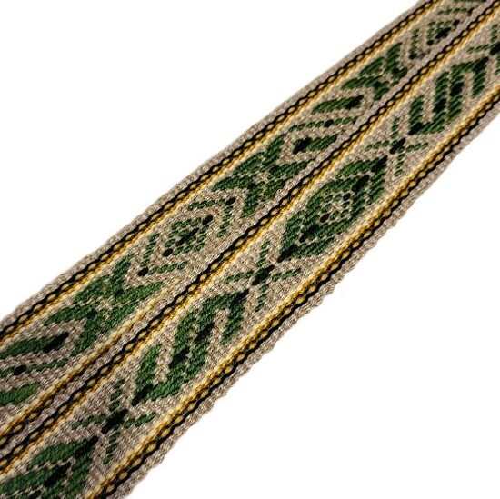 Handmade Woven Woolen Sash on Linen Base "Northern Fir"