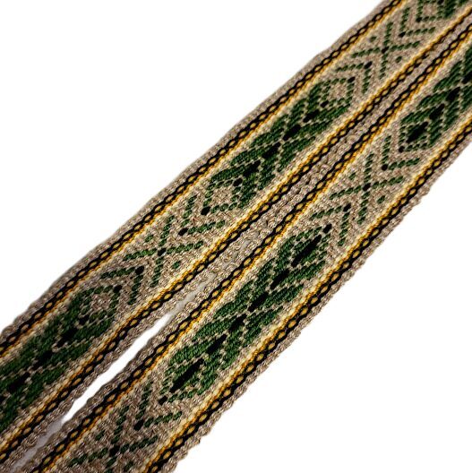 Handmade Woven Woolen Sash on Linen Base "Laima's Broom"