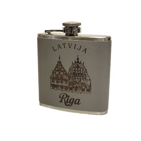 Metal souvenir flask "House of the Blackheads" (Grey) 