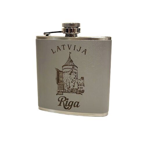 Metal souvenir flask "Powder Tower" (Grey) 