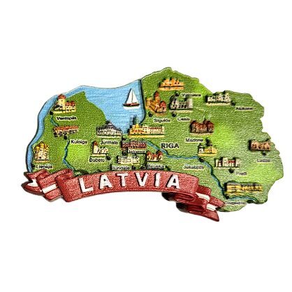 3D suvenīra magnēts "Latvijas karte ar simboliem" / 3D souvenir magnet "Map of Latvia with Symbols" / 3D сувенирный магнит «Карта Латвии с символами» 1500801
