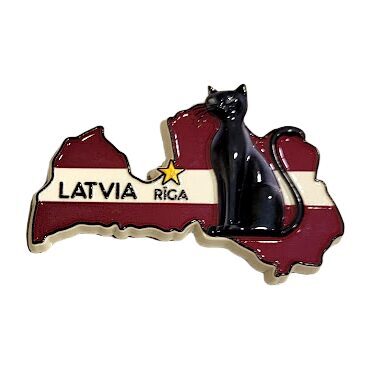 3D suvenīra magnēts "Latvija un Melnais kaķis" / 3D souvenir magnet "Latvia and Black Cat" / 3D сувенирный магнит «Латвия и Черный кот» 1501001