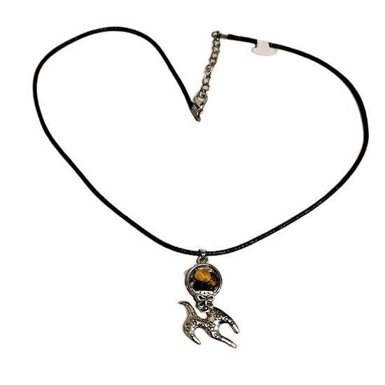 Amber Pendant "Life Thread" on Black Cord 