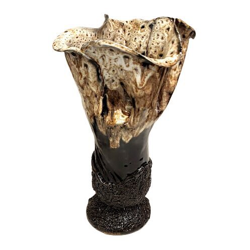 Ekskluzīva keramikas dizaina vāze "Zemes Čuksti" (Roku darbs) - 29 cm 