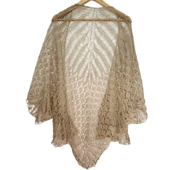 Exclusive linen shawl "Delicate Seashells" (185x100 cm) 