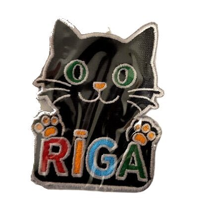 Embroidered patch "Riga cat with green eyes" 7x5,5cm 
