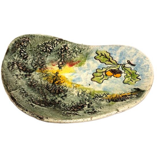 Clay dessert plate "Acorn" (23x16 cm) 