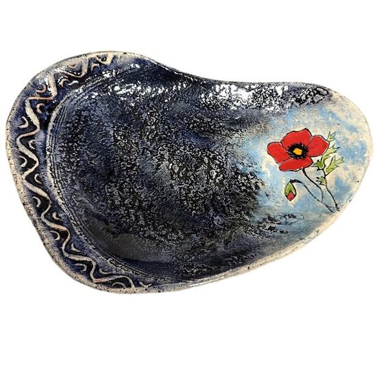 Clay dessert plate "Poppy" (23x16 cm) 1870702 