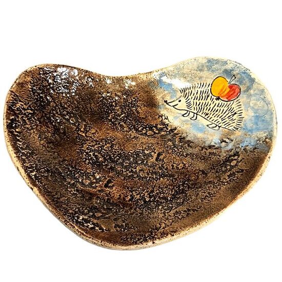 Clay dessert plate "Hedgehog" (23x16 cm) 