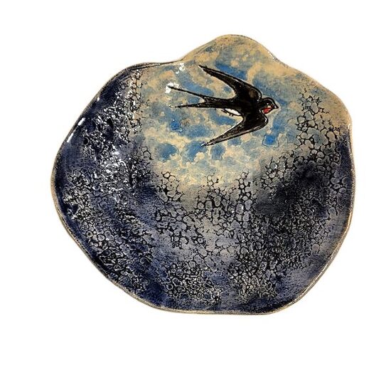 Clay snack plate "Swallow" 