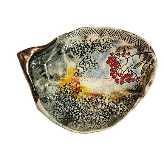 Clay snack plate "Rowanberry" 