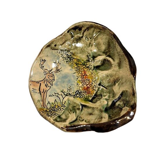 Clay snack plate "Deer" 