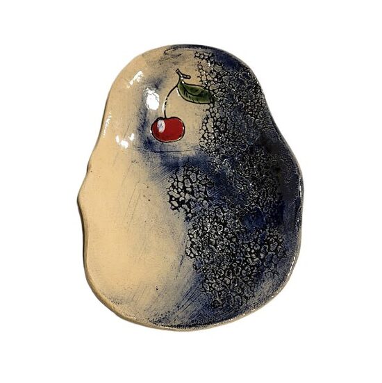 Clay snack plate "Cherry" 