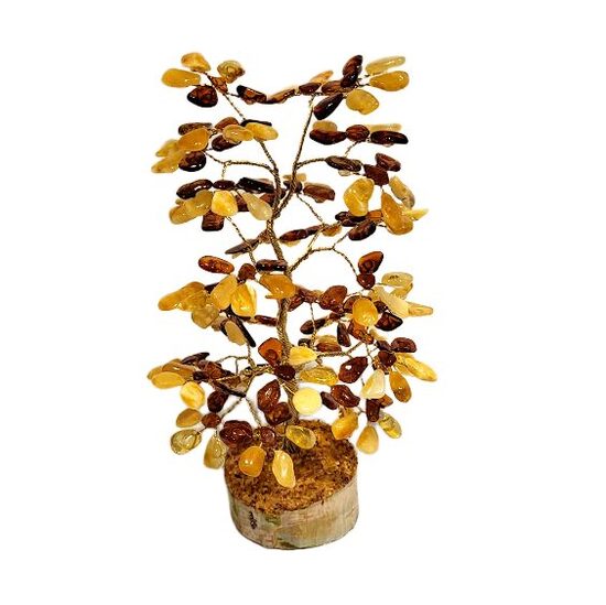 Dzintara koks uz koka ripas "Naudas koks" (h=22 cm) 675901