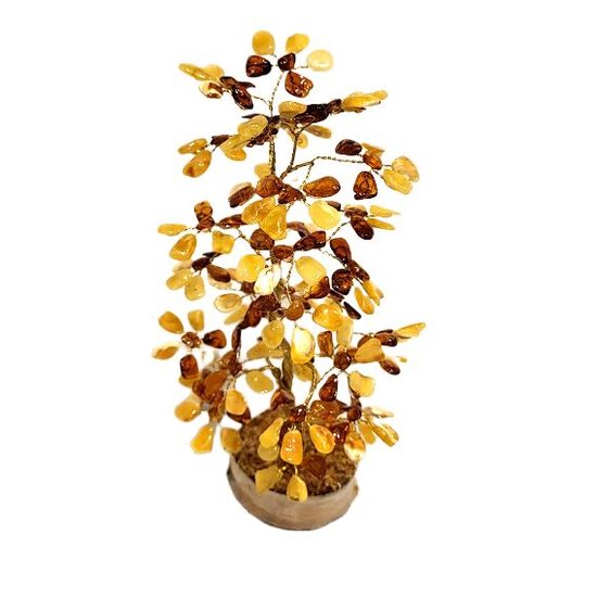 Dzintara koks uz koka ripas "Naudas koks" (h=22 cm) 675902