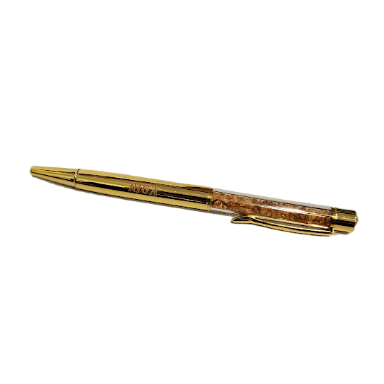 Pen with Amber and "Rīga" Engraving (Gold) 
