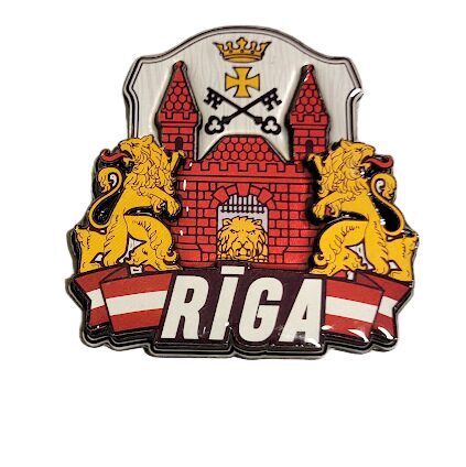 Magnēts / Magnet / Магнит "Rīga, Pilsētas ģerbonis un lauvas – Souvenir" 