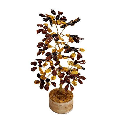 Dzintara koks uz koka ripas "Naudas koks" (h=22 cm) 675904 