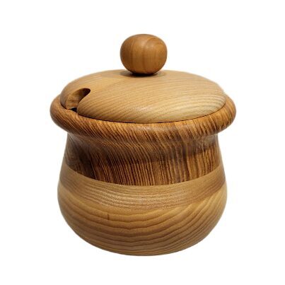 Mosaic Wooden Pot with Lid (9x12 cm)-2