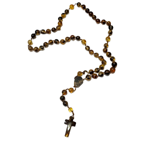 Розарий из натурального балтийского янтаря (с узелками) – Пестрый №2 
