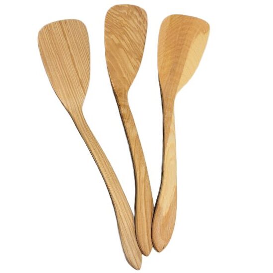 Curved Ash Wood Kitchen Spatula (~28x6 cm) 