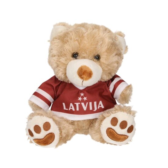 Plush Teddy Bear "Latvia" in Bordeaux T-shirt 1500301 
