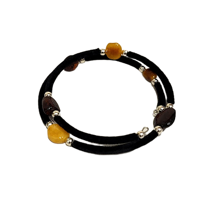 Бархатный браслет с янтарем 671807