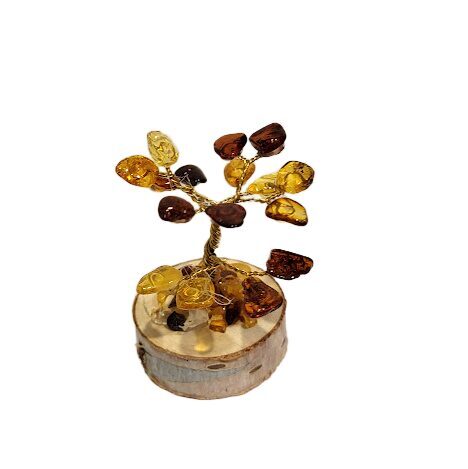 Mazais naudas-dzintara koks uz koka ripas (5 cm) 673203 