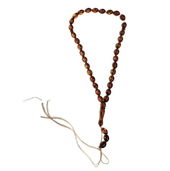 Эксклюзивные янтарные мусульманские четки "Тасбих" медового цвета (Ручная работа) - 1210301