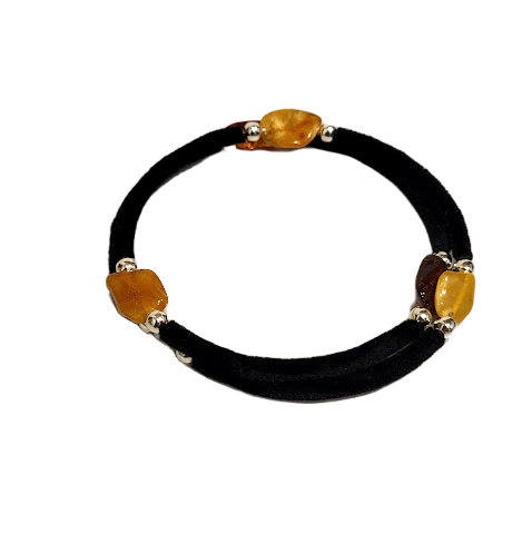 Бархатный браслет с янтарем 671808