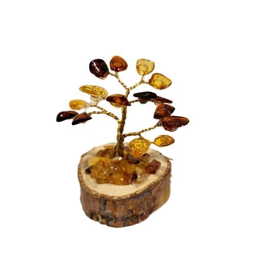 Mazais naudas-dzintara koks uz koka ripas (5 cm) 673205 
