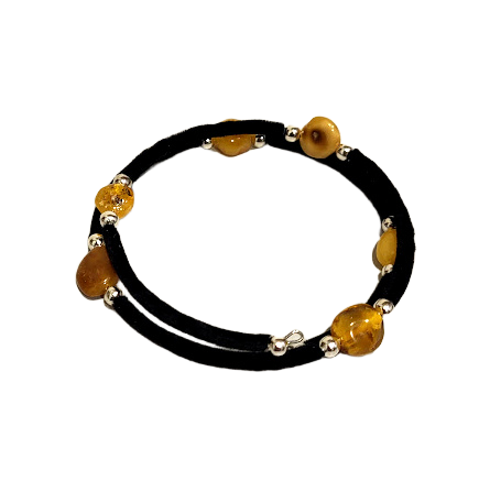 Бархатный браслет с янтарем 671809